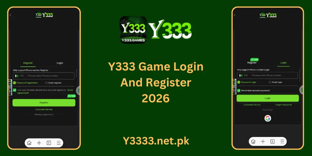 Y333 Game Login And Register