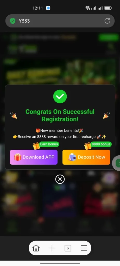 Y333 Welcome Bonus